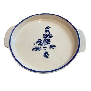 Deltis Portugal Blue & White Stoneware Dish 8.5” Pottery Bakeware Floral Design